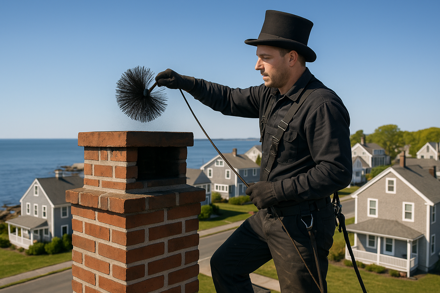 Masonry crown repair on a Hamden chimney